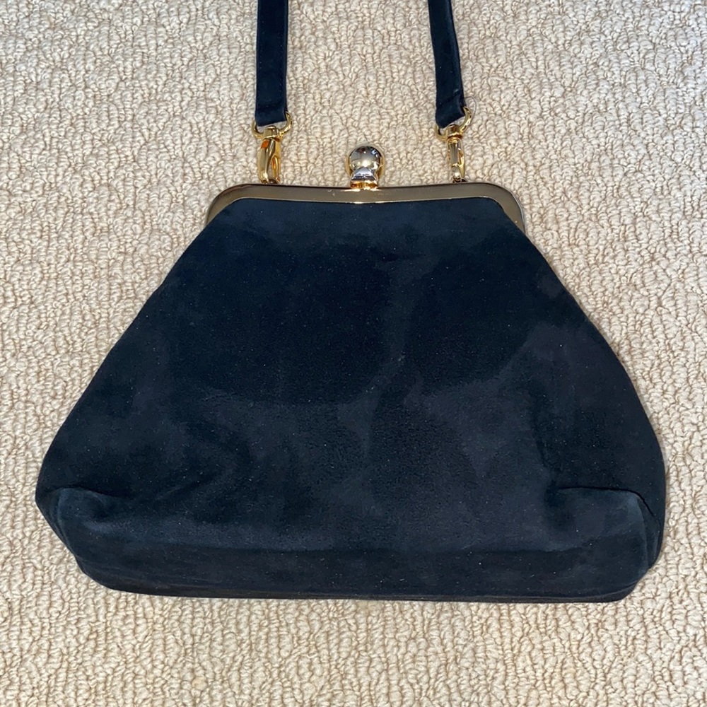 Black Suede Cole Haan Bag with Removable Strap